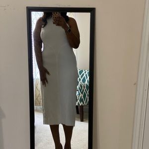 White halter to midi dress